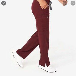 Figs Kade cargo scrub pants burgundy wine XSP